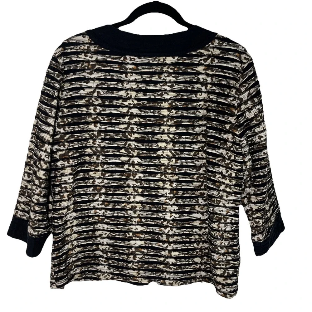 Chico's 100% Cotton Abstract Animal Print Quilted‎ Jacket Large Size 2